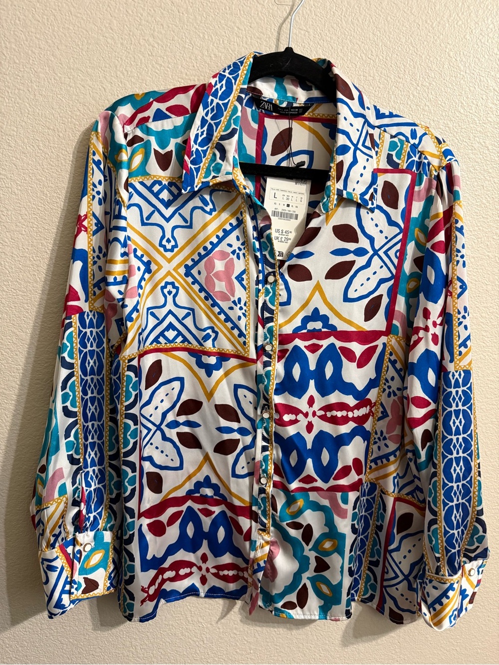 Zara Women’s Multicolor Patterned Button-Up Shirt